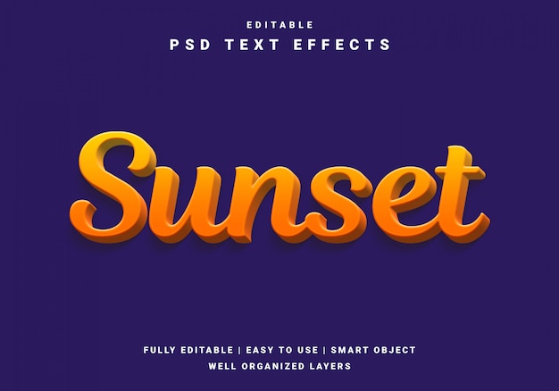 Efeito de texto moderno por do sol em 3d