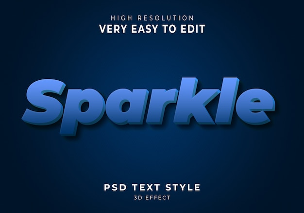 Efeito de texto moderno sparkle 3d