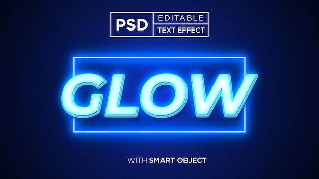 PSD efeito de texto neon de brilho