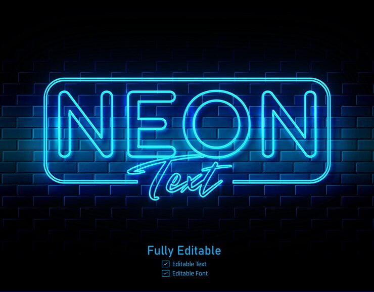 PSD efeito de texto neon para logotipo de efeito neon e efeito de texto neon e efeito de luz neon