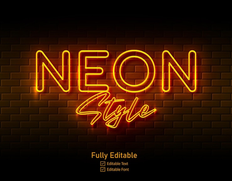 PSD efeito de texto neon para logotipo de efeito neon e efeito de texto neon e efeito de luz neon