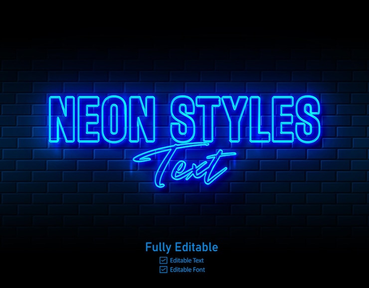 PSD efeito de texto neon para logotipo de efeito neon e efeito de texto neon e efeito de luz neon