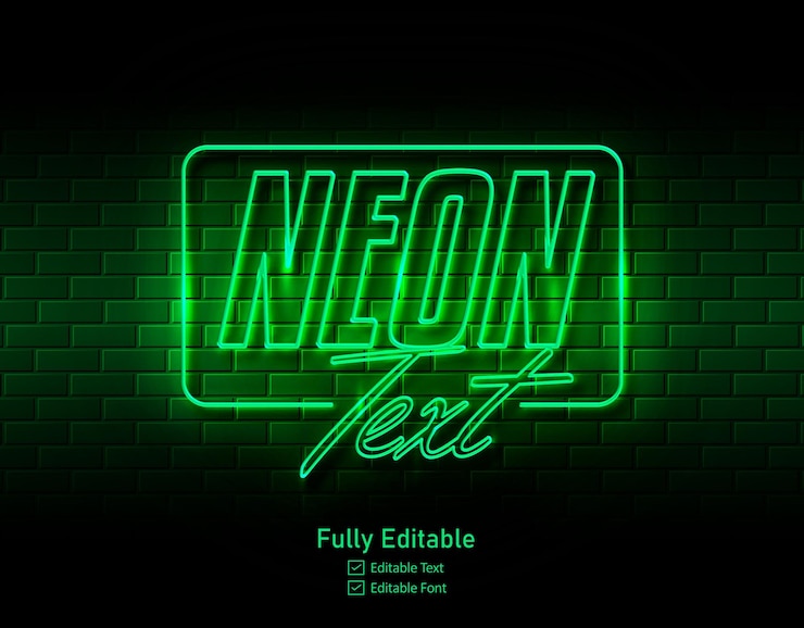 PSD efeito de texto neon para logotipo de efeito neon e efeito de texto neon e efeito de luz neon