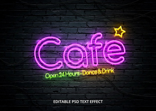 PSD efeito de texto neon realista