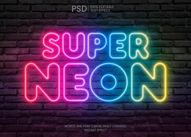 PSD efeito de texto neon