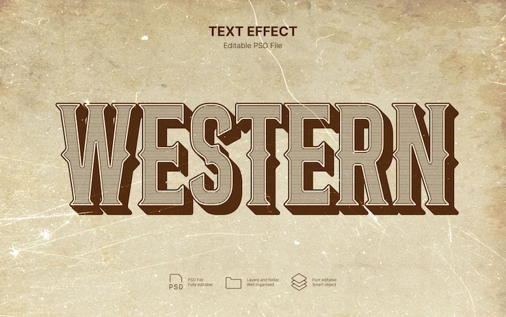 PSD efeito de texto ocidental