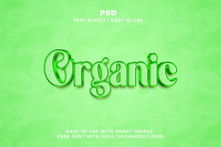 PSD efeito de texto orgânico 3d editável estilo psd com fundo