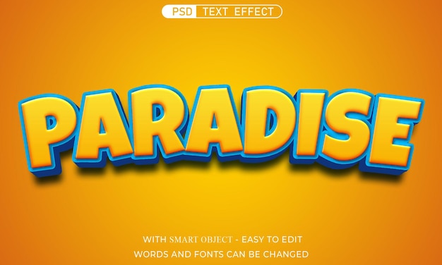 Efeito de texto paraíso estilo 3D