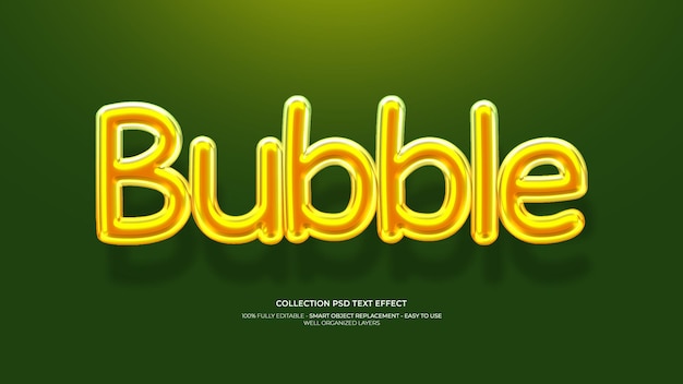 Efeito de texto personalizado 3d de balão de bolha