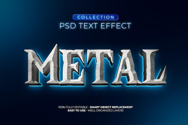 Efeito de texto personalizado de metal