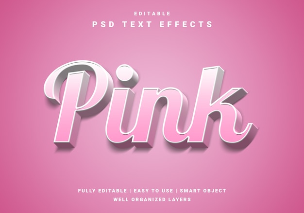 Efeito de texto Pinky moderno em 3D