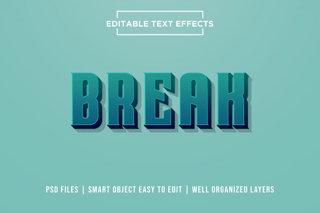 Efeito de texto premium 3d break