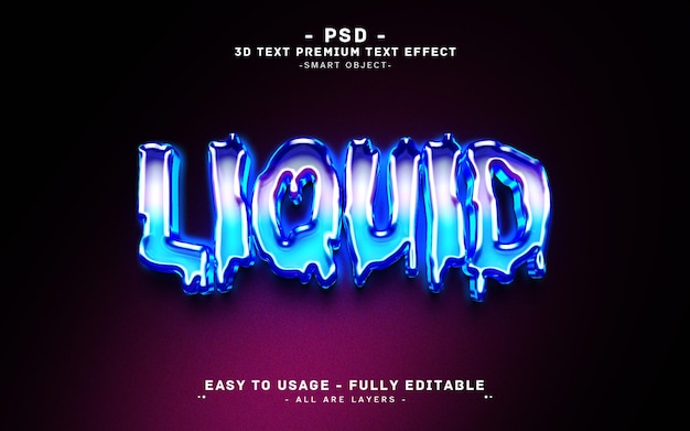 Efeito de texto premium do Photoshop 3D líquido editável