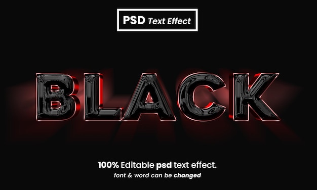 Efeito de texto premium editável em 3d preto