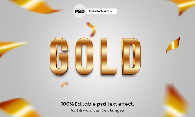 Efeito de texto premium editável em ouro 3d