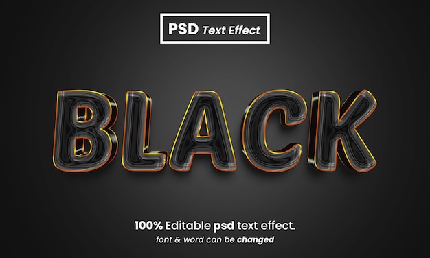 PSD efeito de texto premium psd editável em 3d preto