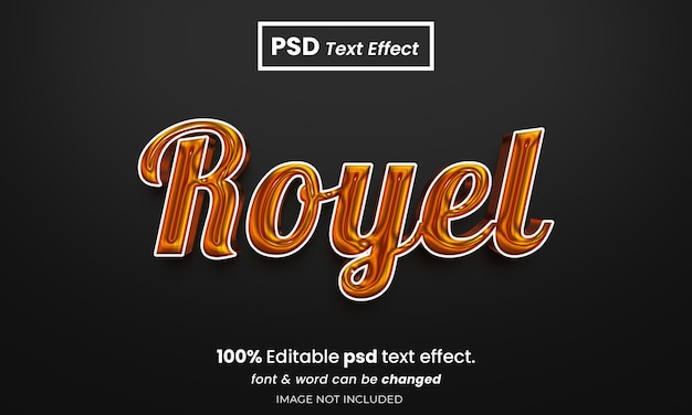 Efeito de texto premium psd editável royel 3d