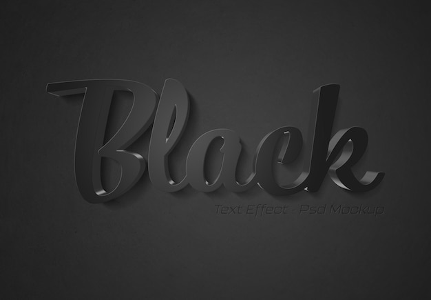 Efeito de texto preto 3d com sombra