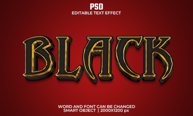 PSD efeito de texto preto editável 3d premium psd com fundo