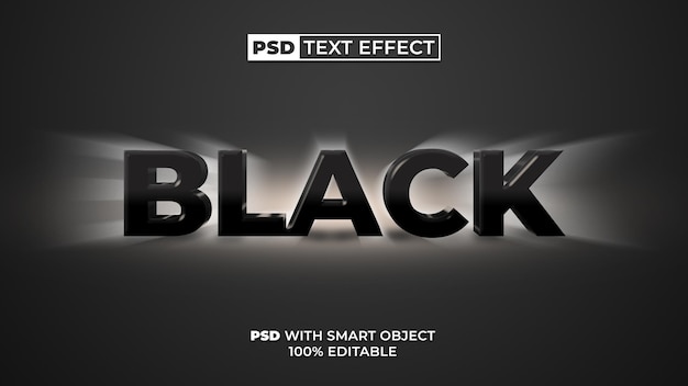 PSD efeito de texto preto estilo de luz de fundo efeito de texto editável