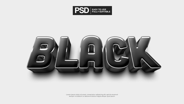 PSD efeito de texto preto simples e limpo