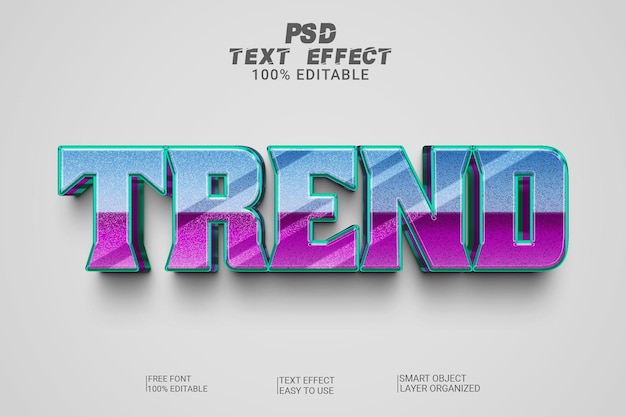 Efeito de texto PSD 3D de tendência