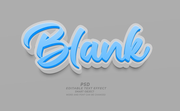 Efeito de texto PSD 3D editável em branco