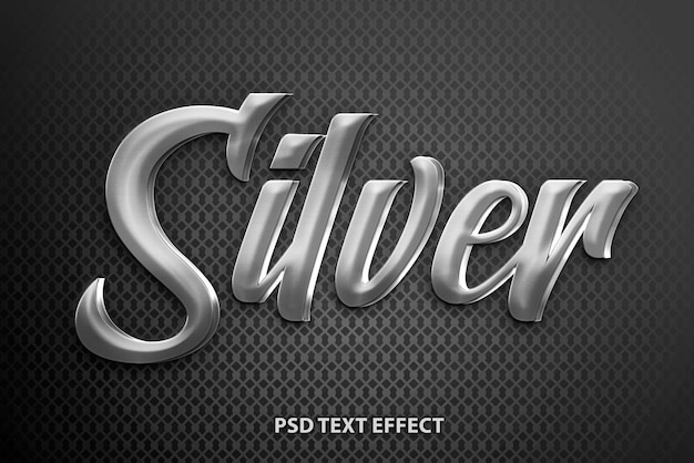 Efeito de texto psd 3d prata metálico grátis