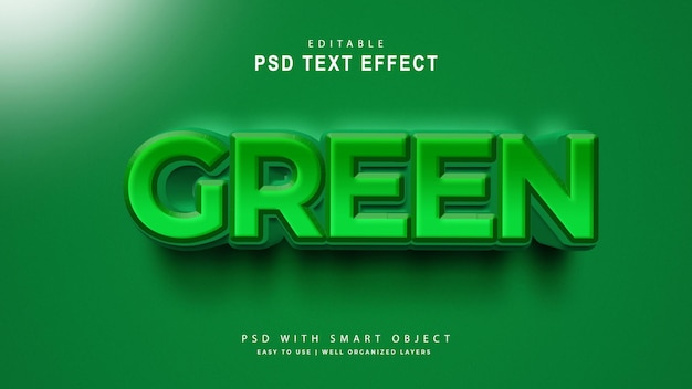 PSD efeito de texto psd 3d verde totalmente editável