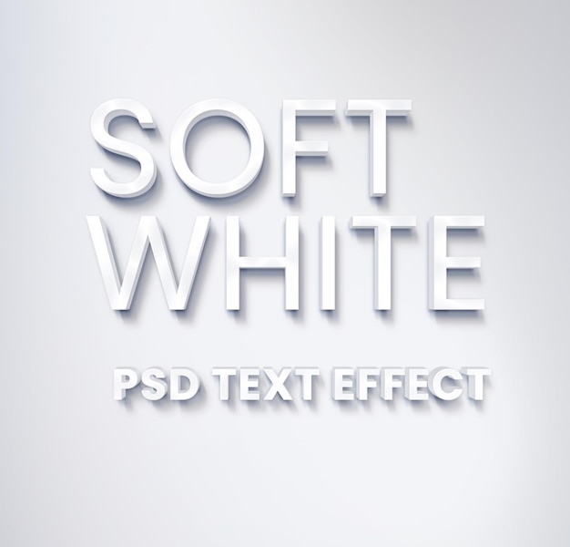 Efeito de texto PSD branco macio
