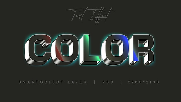 Efeito de texto psd de cor rgb totalmente editável