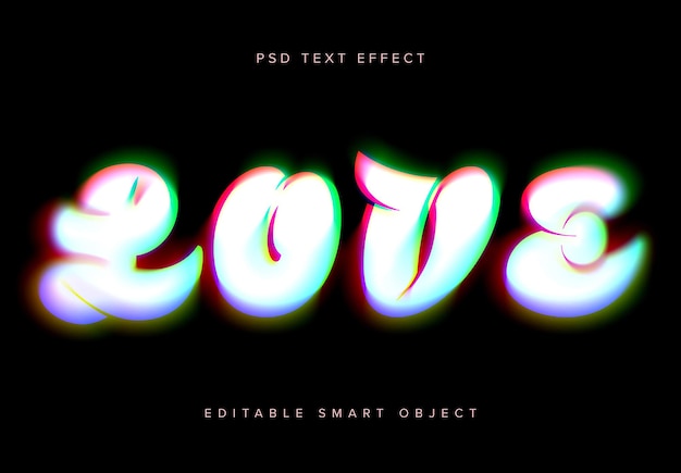 Efeito de texto PSD de desfocamento colorido