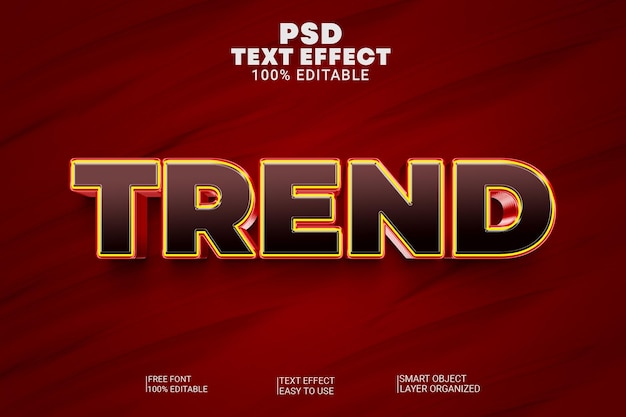 efeito de texto PSD de tendência