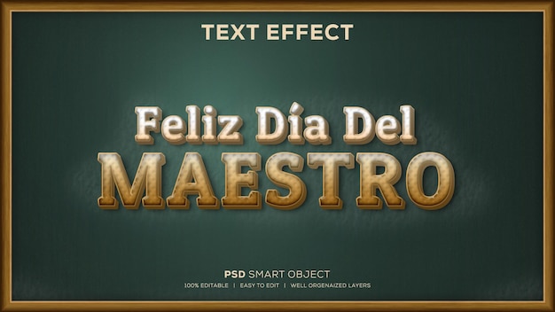 PSD efeito de texto psd dia del maestro