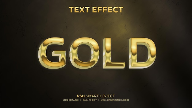 PSD efeito de texto psd dourado realista