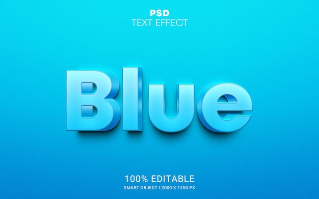 PSD efeito de texto psd editável 3d azul design premium