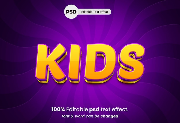 Efeito de texto psd editável 3d para crianças