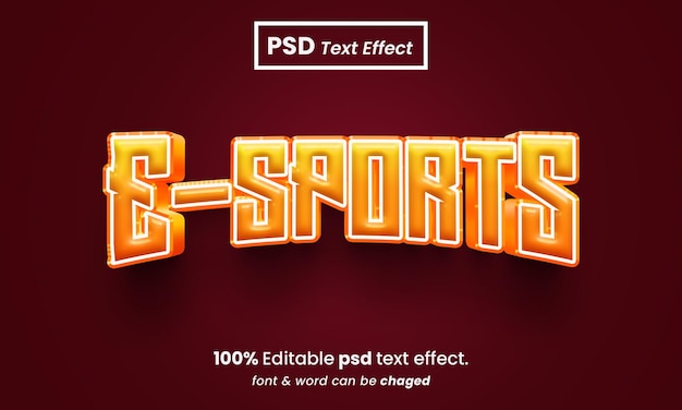 Efeito de texto psd editável 3d premium colorido esports