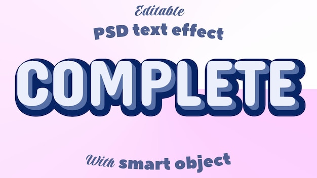 Efeito de texto PSD editável com objeto inteligente completo branco azul 3D