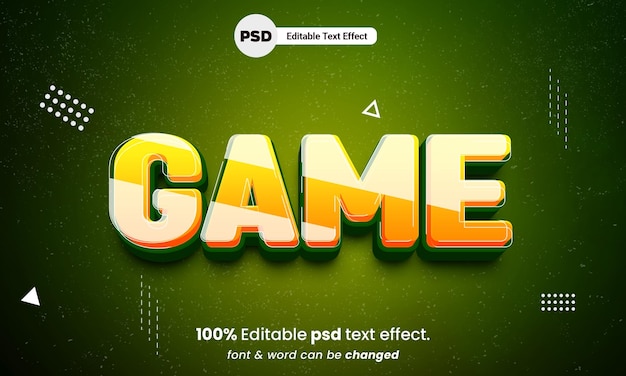 Efeito de texto psd editável do jogo 3d