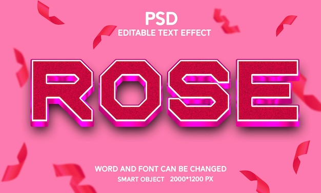 PSD efeito de texto psd editável em 3d rosa