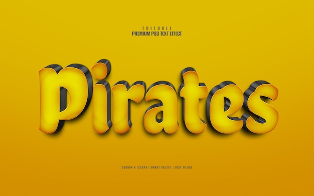 PSD efeito de texto psd premium editável de piratas