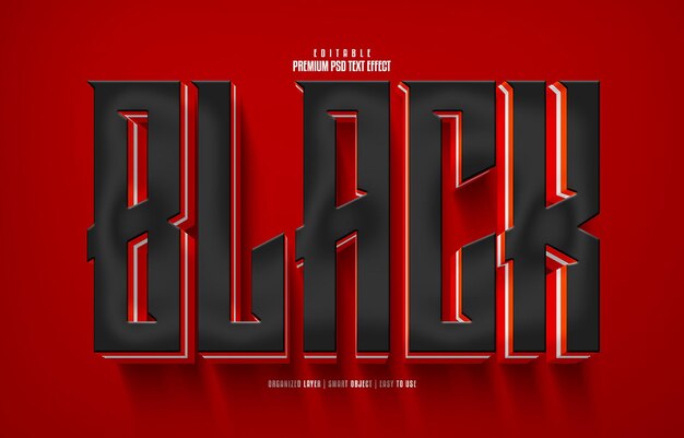 Efeito de texto psd premium editável em 3D preto