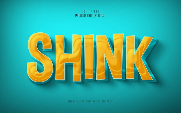 Efeito de texto psd premium editável em 3d Shink