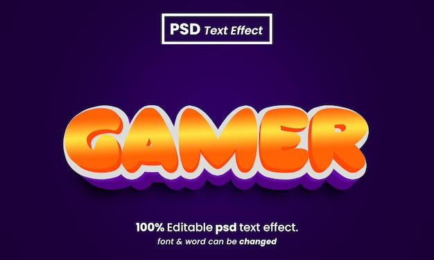 Efeito de texto psd premium editável em estilo cartoon gamer 3d