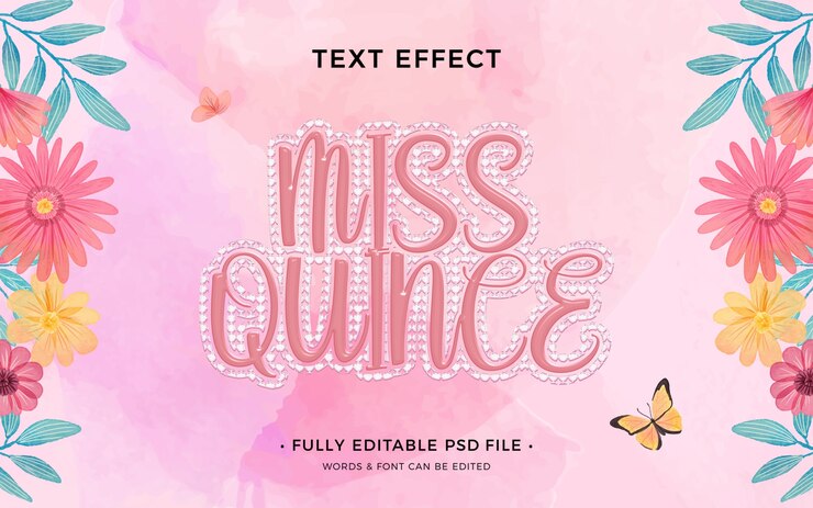 PSD efeito de texto quinceañera