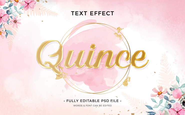 PSD efeito de texto quinceañera