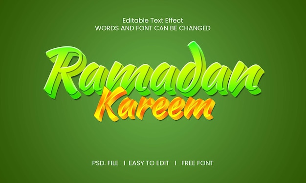 Efeito de texto ramadan kareem psd