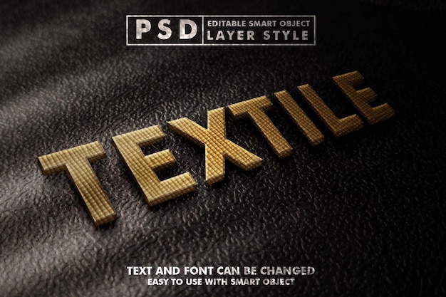 Efeito de texto realista 3d têxtil psd premium