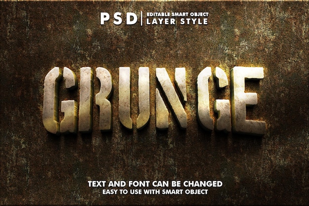 Efeito de texto realista grunge 3d psd premium